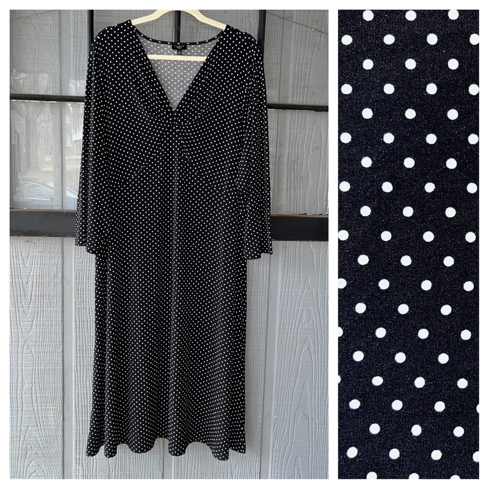 Talbots Woman dress, black with small off-white polka dot print, loose and flowy - Picture 1 of 11